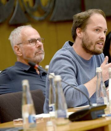 Stadtrat Bernd Molitor (rechts), daneben Fraktionschef Wolf.