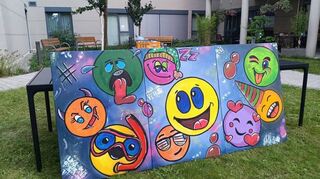 Dieses Kunstwerk ist beim Begegnungscafé entstanden.
