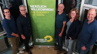 Neue Führung bei den Grünen: Markus Lorenz (v.l.), 1. Sprecher Andreas Schuster, Jens Römer, Katharina Fox und Christoph Schäfer.