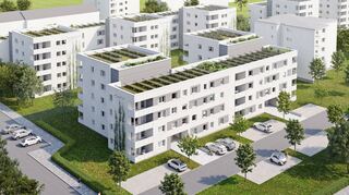 Vogelperspektive auf das Neubau-Projekt im Nordwesten der Schönau mit Sicht aus der Königsberger Allee.