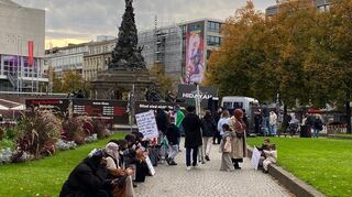 Die Teilnehmerzahl bei der Kundgebung am Samstag auf dem Paradeplatz in Mannheim war eher gering.