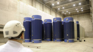 Castor-Behälter im Zwischenlager für Atommüll am Kernkraftwerk Philippsburg