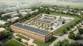 So soll der für städtische Grünflächen zuständige Betriebshof in Mannheim am südwestlichen Rand von Spinelli aussehen. Die Fertigstellung ist für 2027 geplant.
