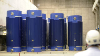 Castor-Behälter im Zwischenlager für Atommüll am Kernkraftwerk in Philippsburg.