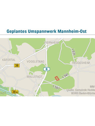 Standort des geplanten Umspannwerks.