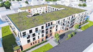 Es bleibt eine Computer-Animation: das Projekt der Firma Werner Wohnbau auf dem „Gärtner-Gelände“ in Schriesheim entlang der westlichen B 3.