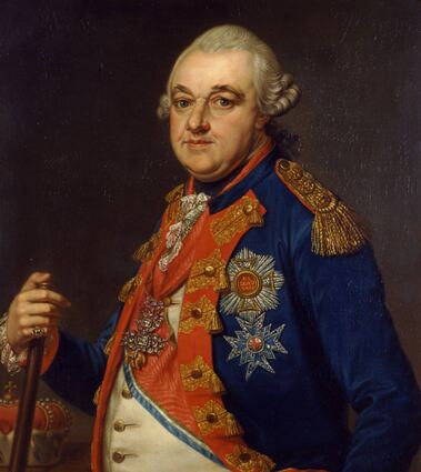 Mit diesem Gemälde werden die Besucher begrüßt: Halbfigurenporträt Carl Theodors von Johann Wilhelm Hoffnaas, 1785, Öl auf Leinwand nach Pompeo Girolamo Battoni.