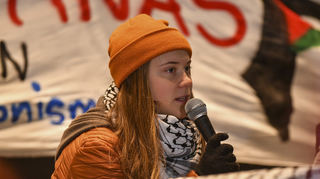 Greta Thunberg auf dem Mannheimer Marktplatz.