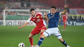 Stefano Russo (rechts) im Bielefelder Pokalmatch gegen Union Berlin.
