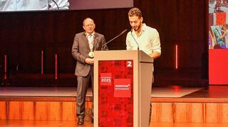 Mohammad Alsaadi (r.) mit Oberbürgermeister Christian Specht.