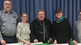 Beim Grünen-Neujahrsempfang: Alexander Morawetz (v.l.), Mirja Mietzke-Becker, Matthias Schimpf, Evelyn Berg und Marius Gunkel.