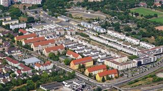 Das Wohngebiet Centro Verde auf dem Gelände der ehemaligen Ludwig-Frank-Kaserne.