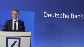 Bernd Leukert, Konzernvorstand der Deutschen Bank, bei seinem Vortrag im Mannheimer Schloss. Leuckert war früher auch Vorstand bei der SAP.