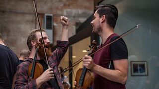 Proben des Ensemble Aistehsis im Klangforum Heidelberg.
