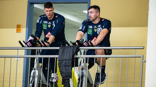 Noch im Aufbautraining: Sebastian Heymann (v.l.) und Jannik Kohlbacher.Max Krause