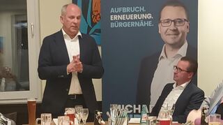 Innenminister Roman Poseck (l.) und Bürgermeisterkandidat Michael Heidrich sprachen über Sicherheitsthemen.