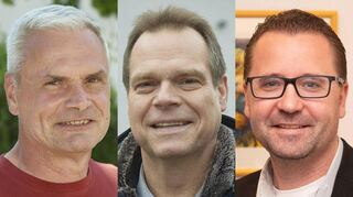 Sie wollen Bürgermeister von Bürstadt werden: Werner Kruck (FDP, v.l.), Boris Wenz (SPD) und Michael Heidrich (unabhängiger Bewerber).