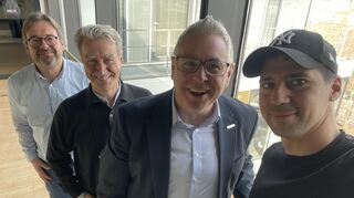 Diskutierten intensiv über die Sanierung des Mannheimer Nationaltheaters: Timo Schmidhuber (v.l.), Tilmann Pröllochs, Thorsten Riehle und Florian Karlein.