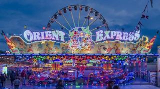 Das Fahrgeschäft Orient-Express ist auf dem Mathaisemarkt 2025 in Schriesheim zu Gast.