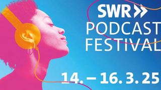 Das Logo des dritten SWR Podcastfestivals in Mannheim.