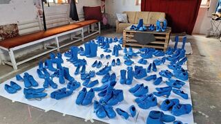 Die in Mannheim bemalten Schuhe sollen Teil einer Installation werden. Wo sie zu sehen sein wird, ist noch geheim.