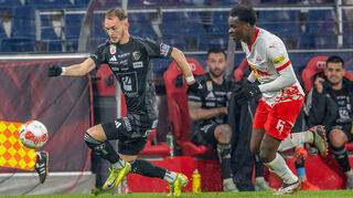 Angelo Gattermayer (links) spielt mittlerweile für den Wolfsberger AC und steht mit seinem neuen Club im Halbfinale des ÖFB-Cups gegen Linz.
