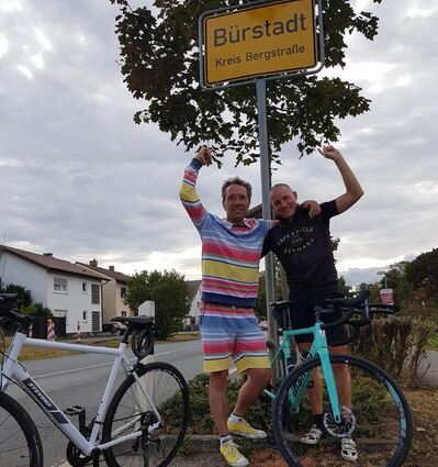 Michael Feick (links) und Sascha Brutscher bei der Aktion Stadtradeln