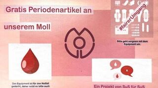 Die PR-AG des Moll-Gymnasiums hat Plakate gestaltet, auf denen die Initiative erklärt wird. Sie hängen neben jedem Spenderautomaten.