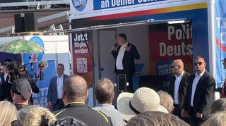 Die AfD als Gesamtpartei ist „gesichert rechtsextremistisch“: Rüdiger Ernst bei einer heftig umstrittenen Kundgebung in Mannheim.