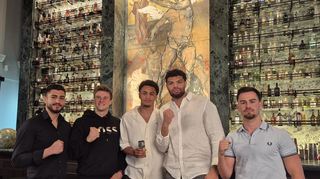 Starke Typen, die sich auf das Boxevent in Heidelberg freuen: Elija Ülküseven (v. l.), Simon Zachenhuber, Alexander Okafor, Emanuel Odiase und Devrim Gökduman.