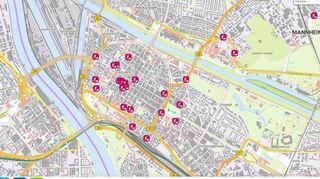 Der Screenshot zeigt, wie das neue Mannheimer Mobilitätsportal aussieht. Im Bild werden die aktiven Baustellen in der Stadt angezeigt.