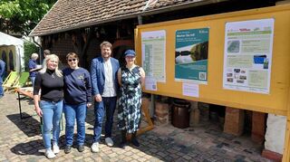 Über städtebauliche Maßnahmen in Lampertheim informierten im Heimatmuseum: Architektin Nicole Giacomazzi (Immobilienmanagement, Stadt Lampertheim), Sabine Vilgis (Fachbereichsleiterin Technische Betriebsdienste), Projektleiter Tjark Albrecht und Bauamtsleiterin Anne Wicke.
