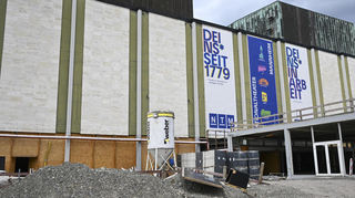 Die Baustelle rund um das Nationaltheater in Mannheim.