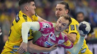 Mathias Gidsel (Mitte) war wieder einmal überragend im Berliner Trikot.