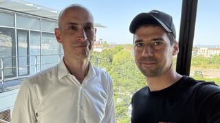 Mannheims Innenstadtbeauftragter Petar Drakul (l.) zu Gast im Podcast „Mensch Mannheim" mit Florian Karlein.