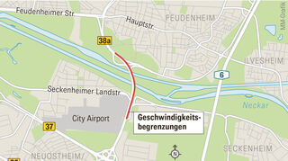 Tempolimit-Chaos auf der B38a in Mannheim: Dieses Teilstück ist betroffen.