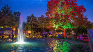 Farbenspiel in den Abendstunden: Auch die bunte Illumination lockt wieder zum Lampertheimer Park- und Lichterfest.
