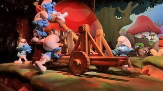 In der früheren „Geisterbahn“ in der Burg Falkenstein gibt es jetzt die Abenteuer der Schlümpfe zu sehen. Die Indoorbahn nimmt ihren Betrieb am Samstag auf.