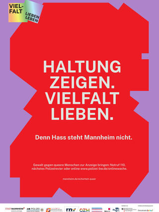 Ein Plakat aus der Kampagne „Gemeinsam sicher sichtbar“ der Stadt Mannheim.