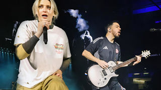 Die neue Frontsängerin von Linkin Park überzeugt beim Konzert im Frankfurter Deutsche Bank Park mit starker Bühnenpräsenz und einzogartigem Gesang.