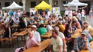 In Spitzenzeiten bis zu 500 Besucherinnen und Besucher feierten am Samstag das Demokratiefest in Schriesheim