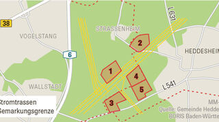 Das sind die möglichen Standorte des Umspannwerks Mannheim-Ost, die Transnet BW bevorzugt Fläche 3 und strebt dafür die Planfeststellung an.