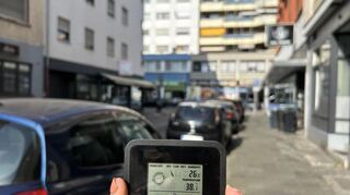 Im dicht bebauten Hemshof klettert die Temperatur auf über 38 Grad hoch.