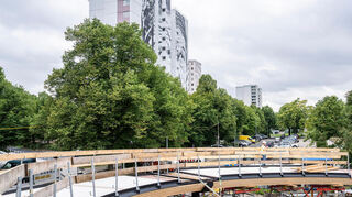 Der Franklin-Steg mit Blick auf die Vogelstang.