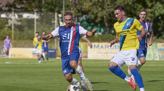 Alexandru Paraschiv (l.) – hier gegen Patrick Scheele von Bietigheim-Bissingen – brachte den VfR Mannheim in der ersten Halbzeit in Führung.