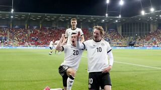 Bei der U21-EM jubelten Woltemade und Nebel zusammen im DFB-Trikot.