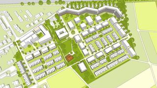 Neu-Edingen, Juni 2025: Masterplan für das geplante Wohn- und Gewerbequartier auf dem Gelände der Firma Cooper Standard (vormals Fred Joachim Schoeps Gummiwerke, später Metzeler).