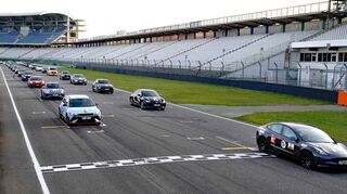 Der Hockenheimring als Schauplatz eines E-Autorennens.