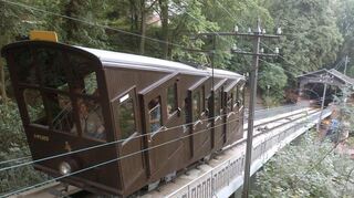 Die Heidelberger Bergbahn auf den Schienen von der Molkenkur zum Königsstuhl.