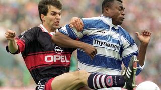 Als Fußballer war Markus Babbel Teil eines Münchner Star-Ensembles, das auch als FC Hollywood bekannt wurde. 1998 gab es dieses Duell mit dem Duisburger Bachirou Salou.